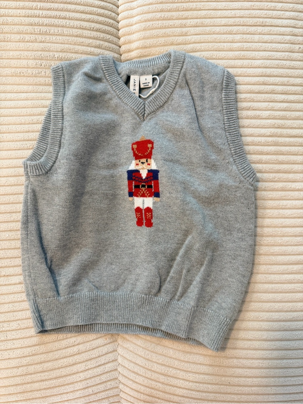 Janie and Jack Light Gray Nutcracker Knit Vest